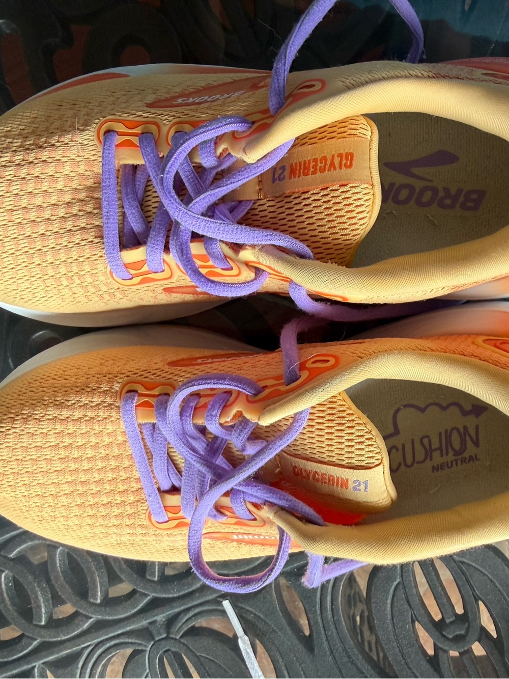 Brooks Women’s Glycerin Running Shoes - Peach with Purple Laces